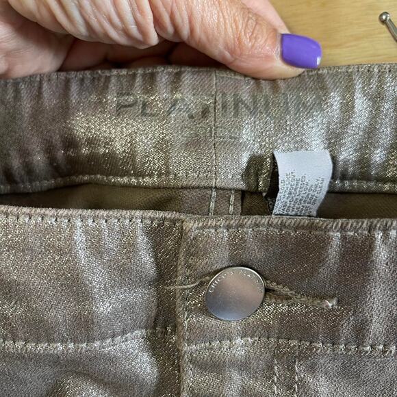 Chico's denim jeans women's 12 PLATINUM DENIM in METALLIC sterling khaki - Picture 7 of 16